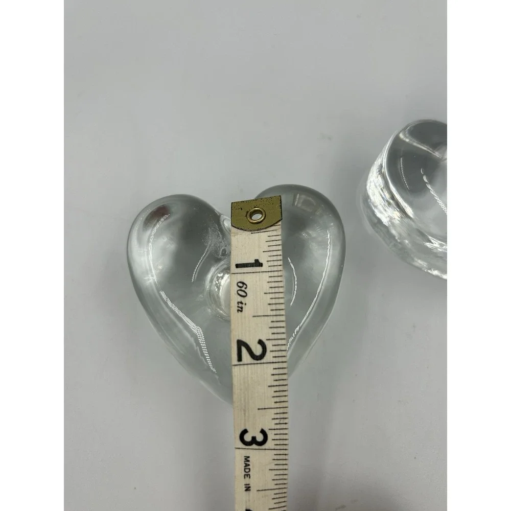 VTG, heavy, clear glass heart candle holders Set Of Two